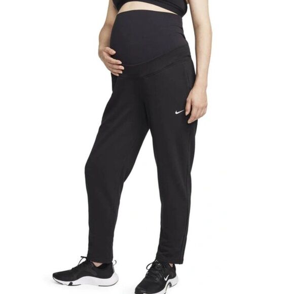 Maternity Nike One French Terry Pants Black FB4683-010 Women's Size Small - Picture 1 of 7